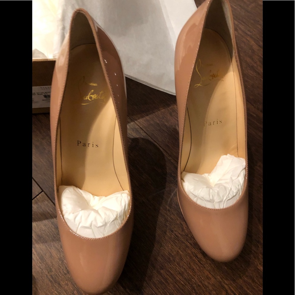 Christian Louboutin platform nude heels Sz 36.5